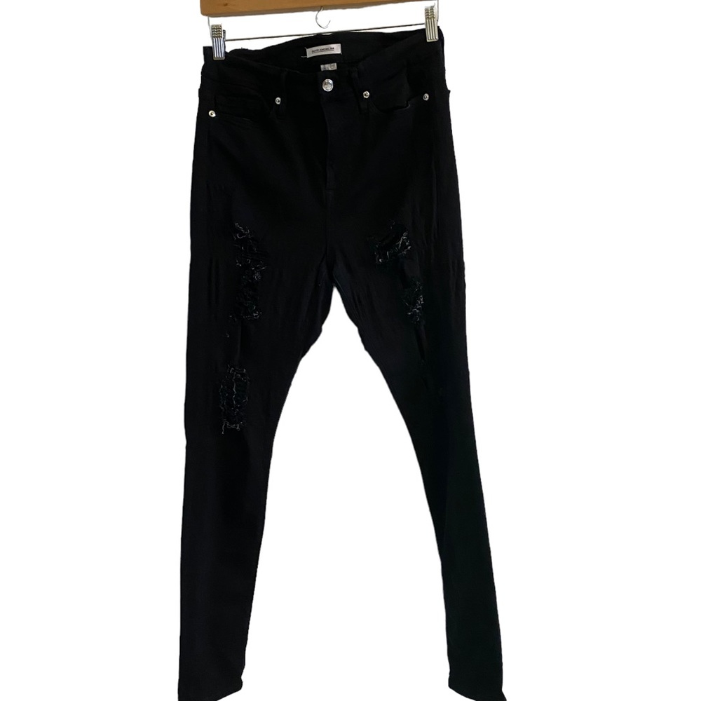 Good American Womens Always Fits Good Ripped Jeans Stretch Deep Black Size 12/31
